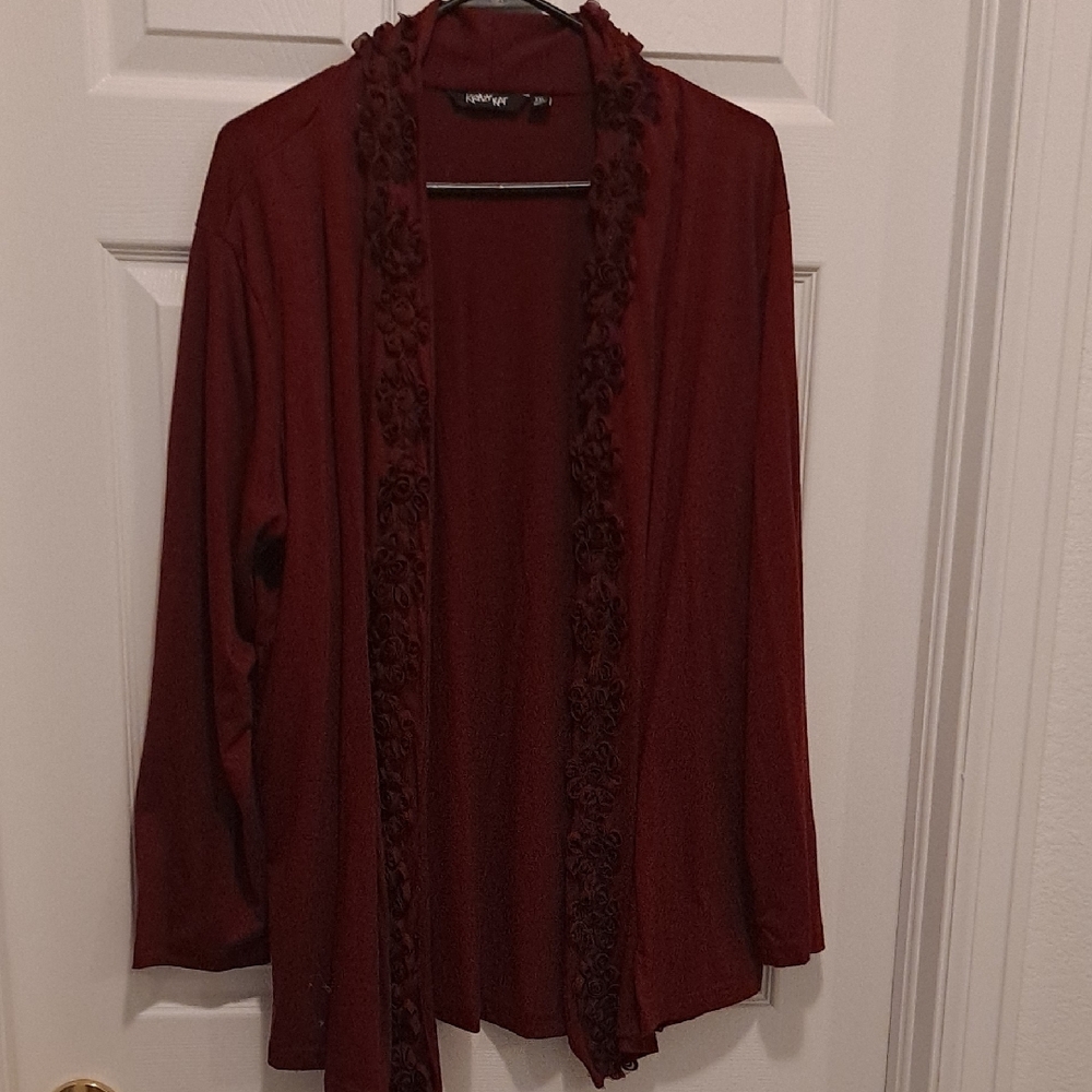 Chico's Red Knit Cardigan Sweater Long Sleeve